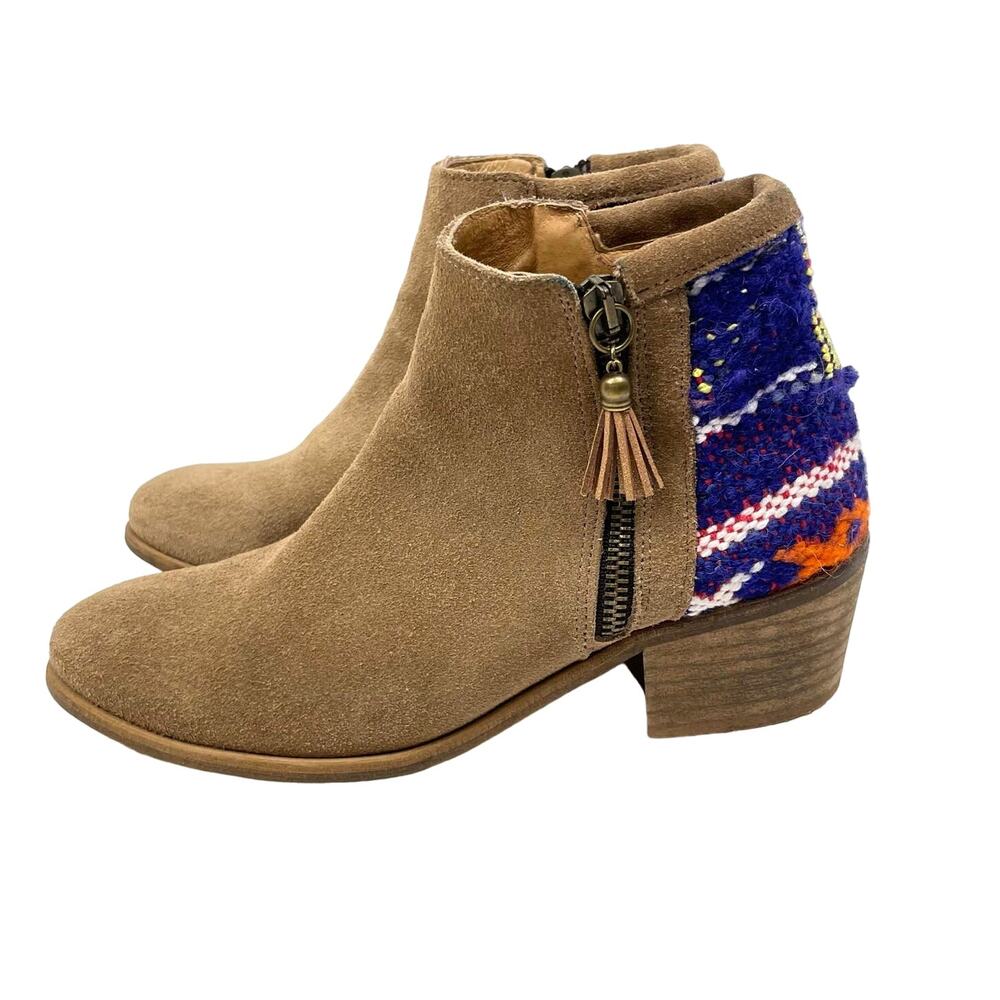 Howsty Anthropologie | Tahira Southwestern Heel Suede Leather Bootie Ankle Boots